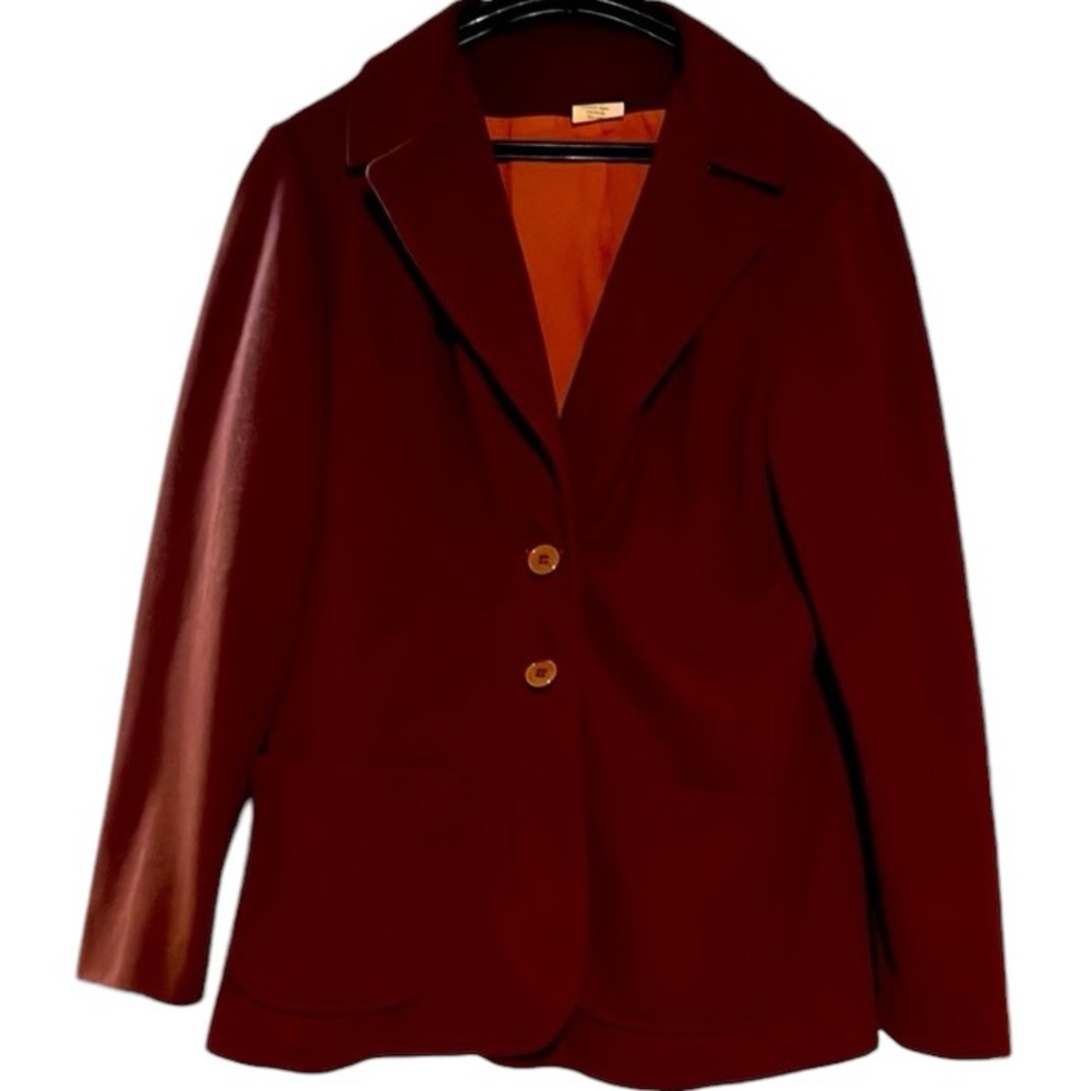 Vintage Blazer Reddish Brown Double Button Pockets Womens Size Large